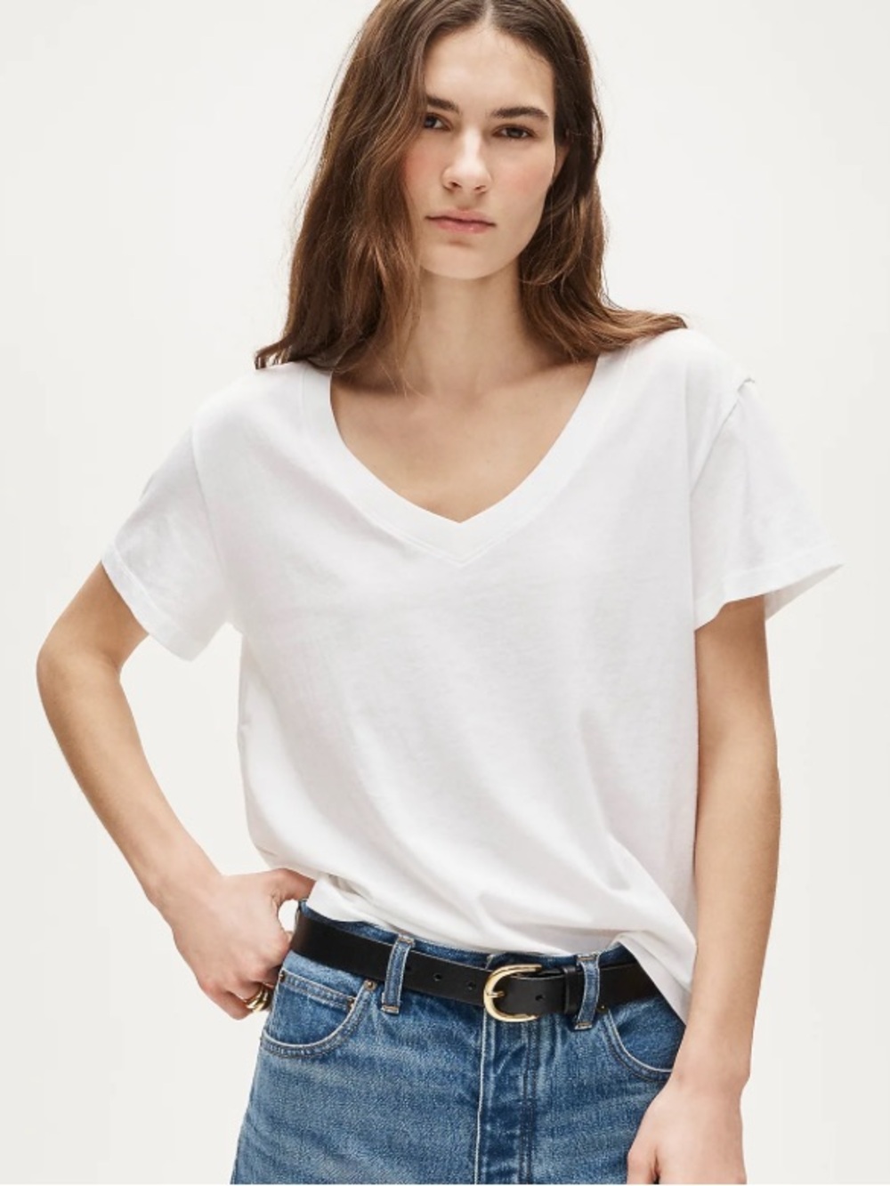 J crew white New vintage jersey relaxed V-neck T-shirt